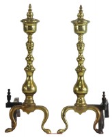 Small Antique Brass Andirons